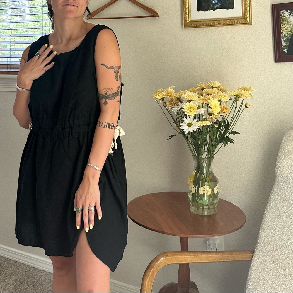 Side Tie Linen Dress